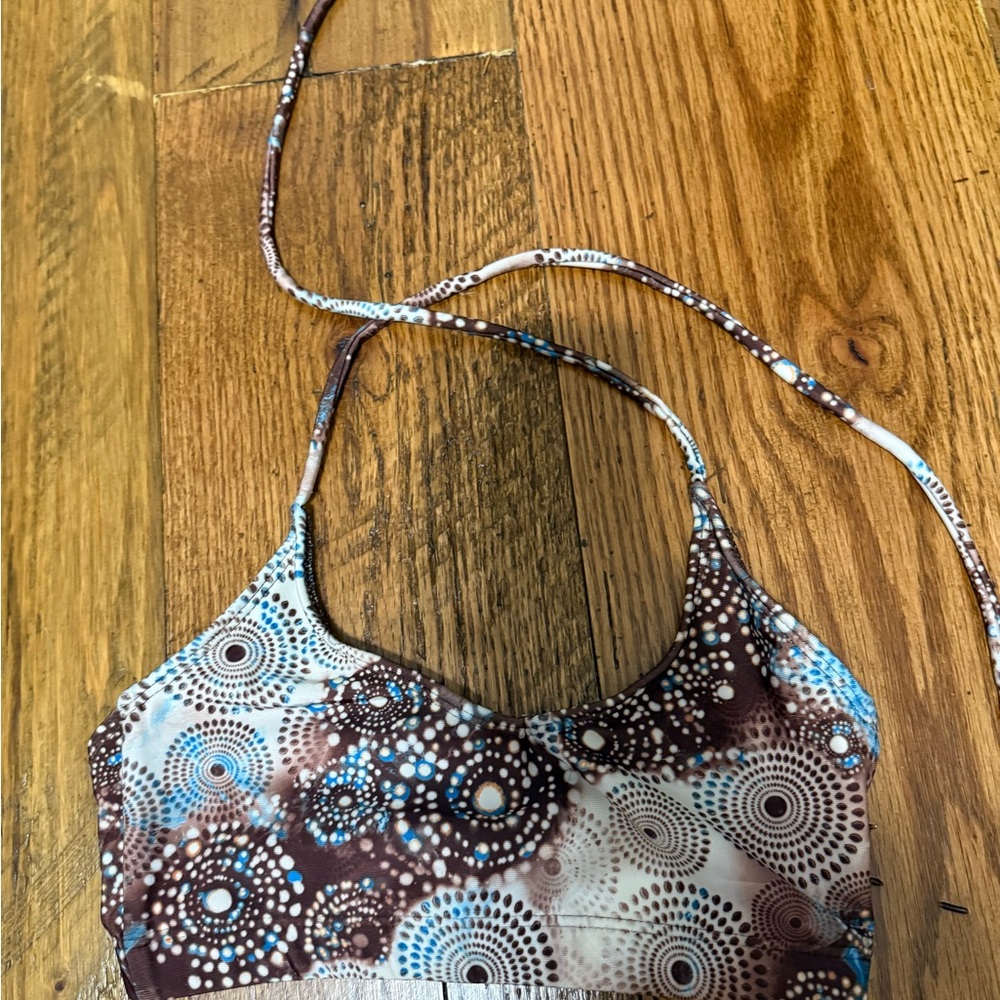 Brown and Blue Patterned Halter Top